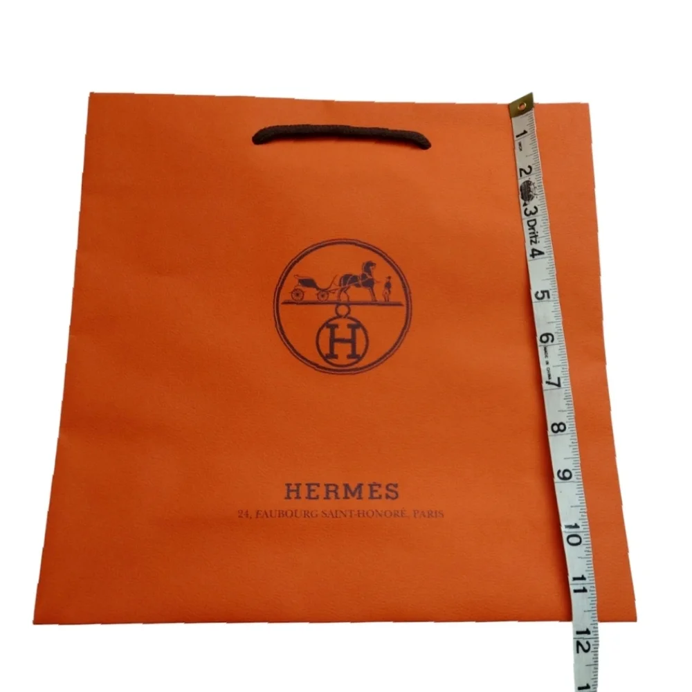 HERMES Iconic Orange Paper Shopping Gift Bag